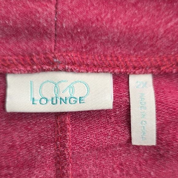 LOGO Lounge Womens Sz 2X Red Asymmetrical Pockets Lagenlook Waterfall Cardigan - Picture 3 of 9